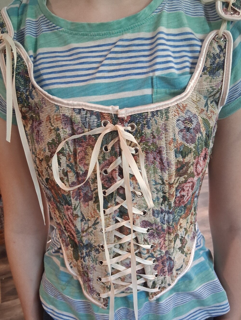 Women's Floral  Renaissance Boho Corset Top Size S